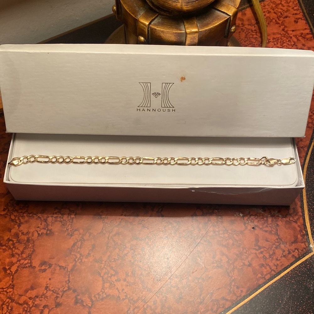 Figaro gold mens bracelet